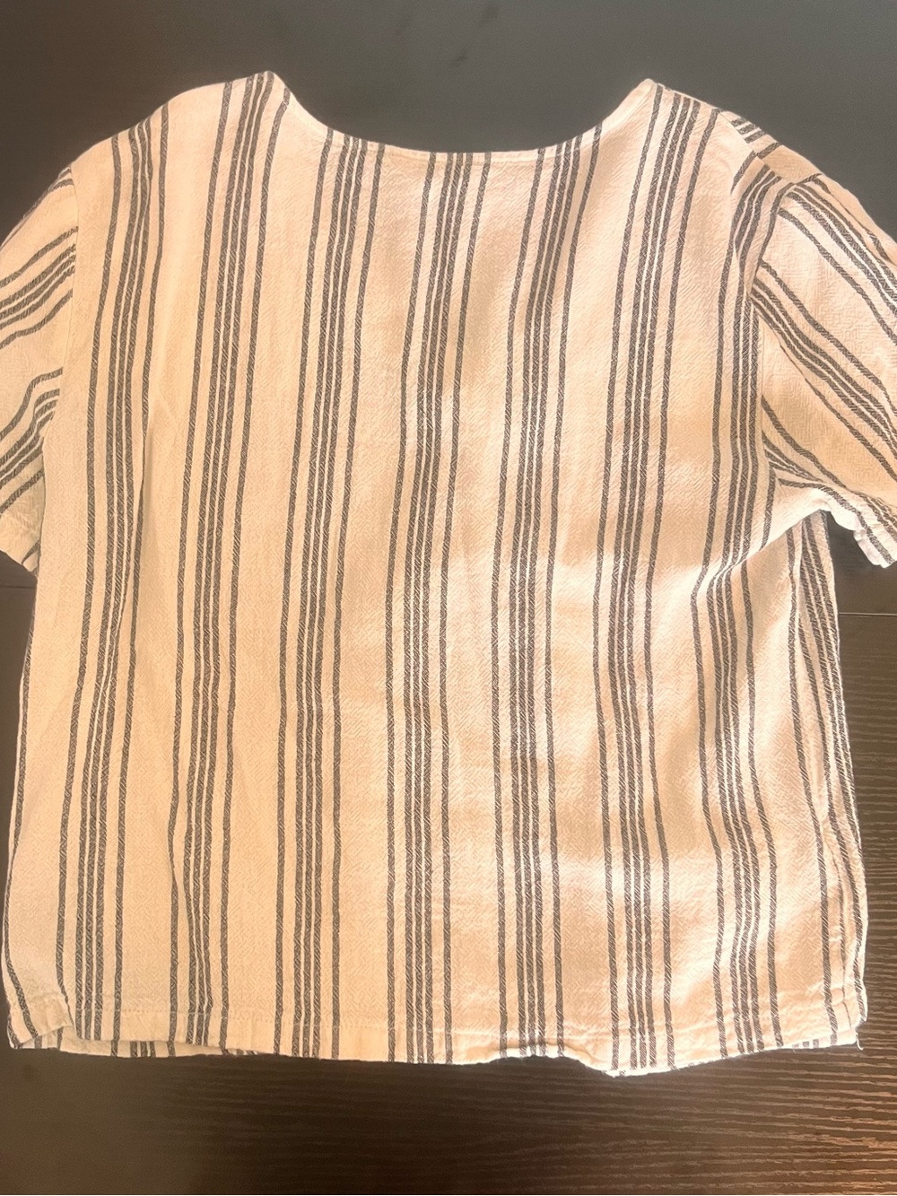 Dip Linen Blend Asymmetrical Striped Button Front Top 🐝 - Picture 2 of 3